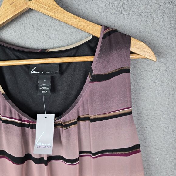 Lane Bryant Womens Top Blouse 14W Plus Ombre Stripe Overlap Split Back Flowy - Picture 4 of 12